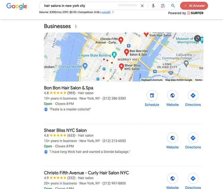 business on Google maps